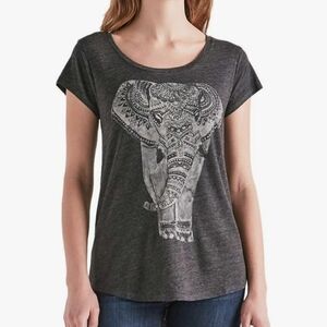 Lucky Brand Gray Hamsa Elephant Graphic Tee – Small